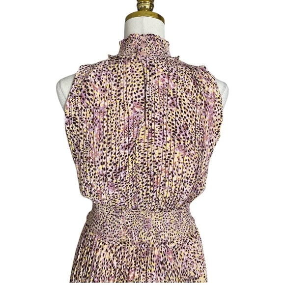 Nanette Lepore Womens Animal Print Sleeveless Smock Neck & Waist Pleated Midi 6 - Picture 8 of 11